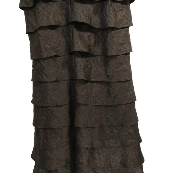 Adrianna Papell Occasion Formal Gown Dress Layered Size 4 Brown Sleeveless Jewel - Picture 5 of 9
